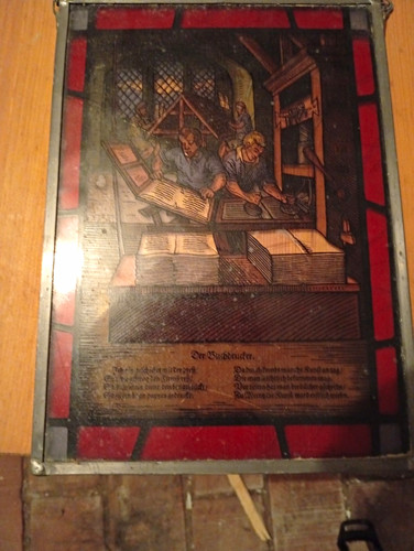 Glasfensterbild buchdrucker - glasfensterbild,