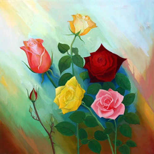 Aquarell rosen druck - (Öl),